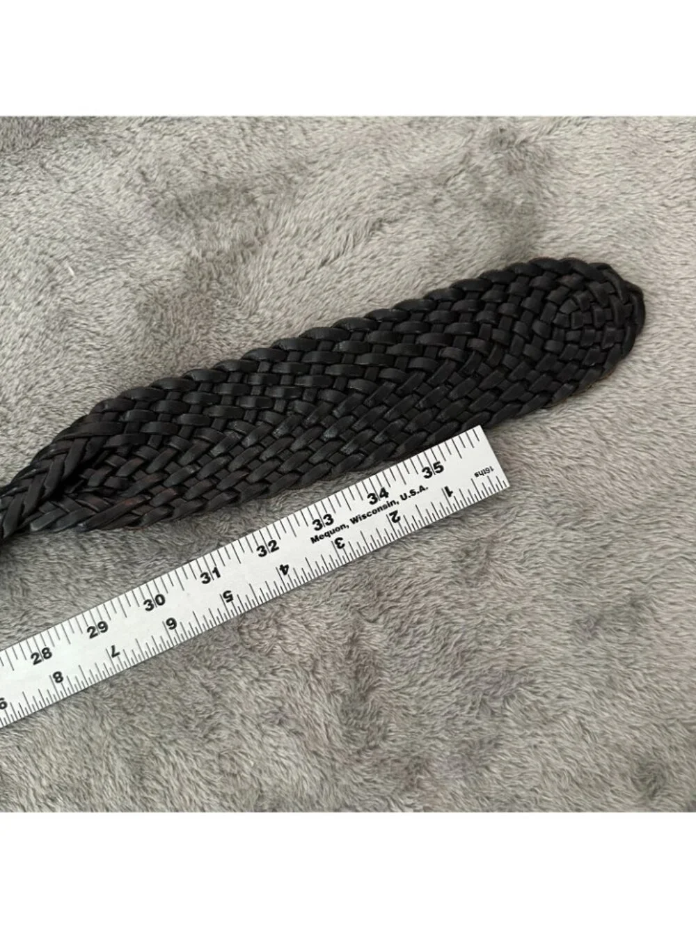Y2K Gap Wide Woven Braided Black Leather Belt Womens MEDIUM